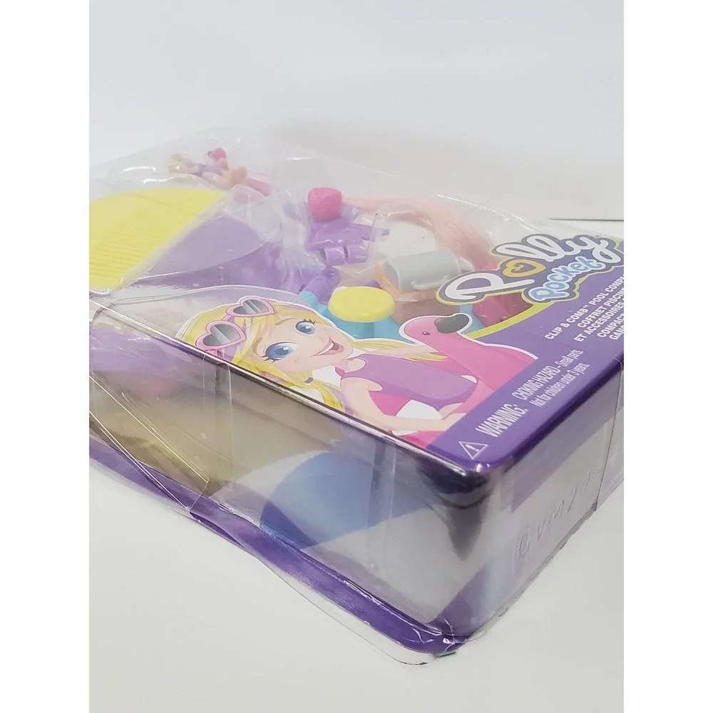 Polly Pocket Clip & Comb Pool Compact Playset Mattel GVM23 Purple Doll Acesories